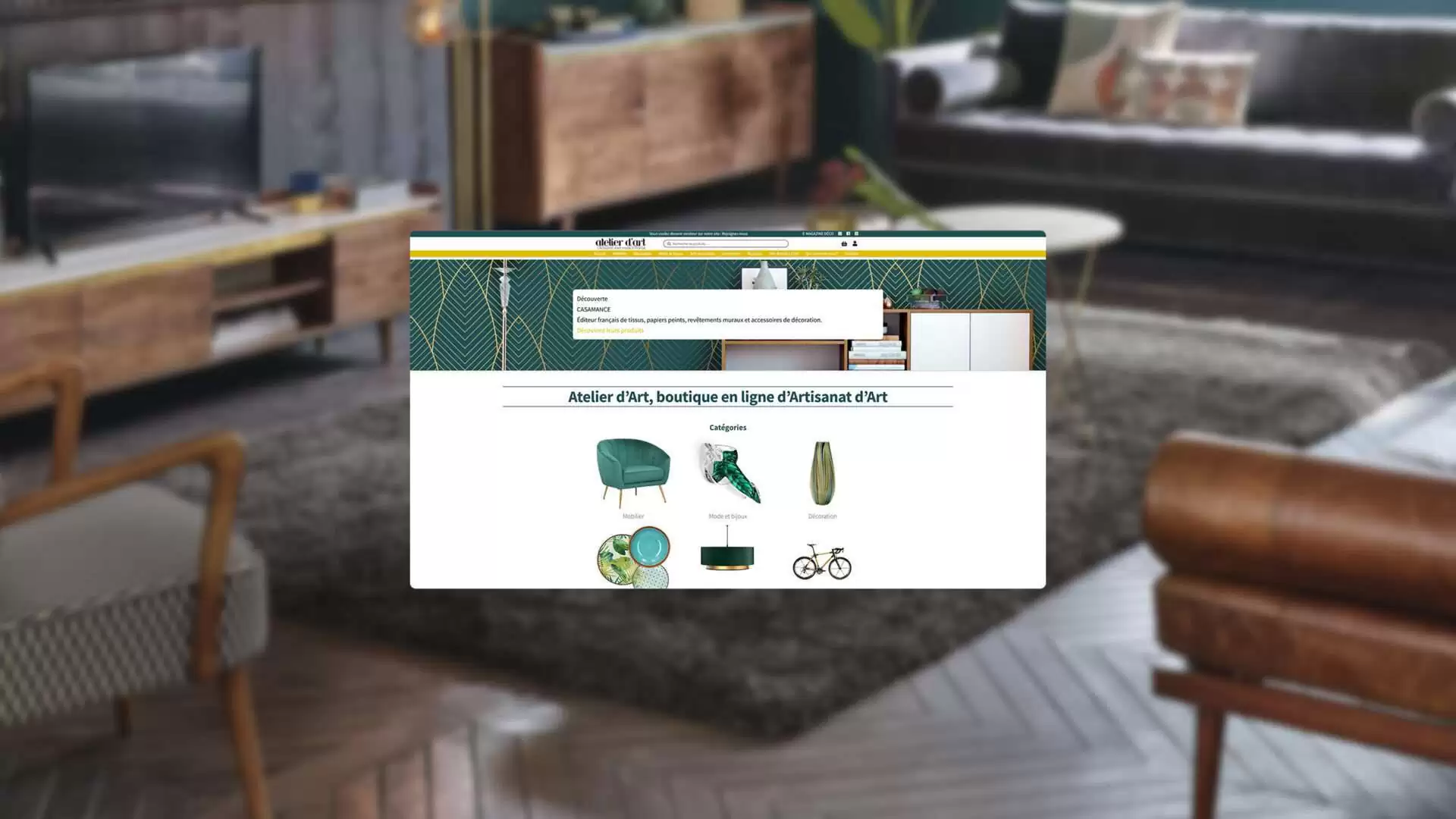 Bannière de présentation du site de E-commerce de type marketplace, Atelier d'Art, réalisé par Kyoru,