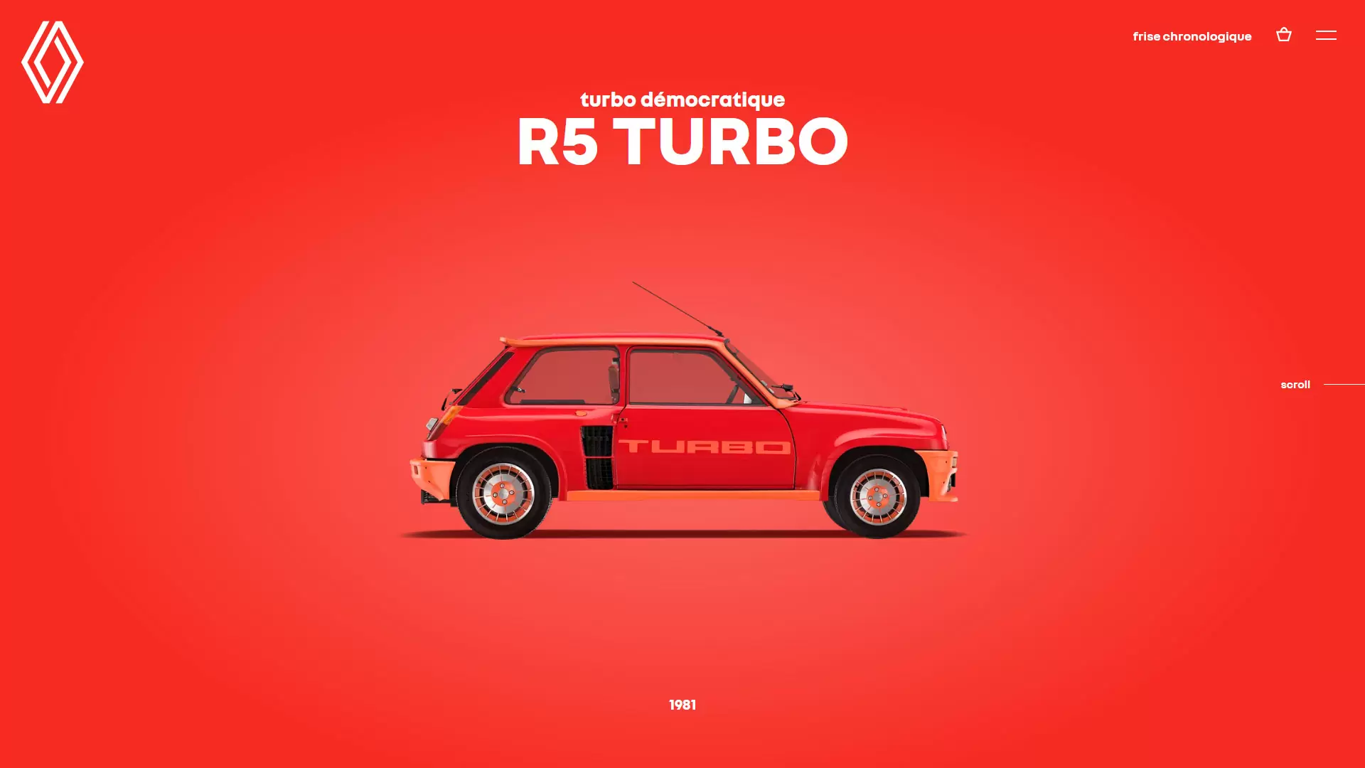 Visuel du site The Originals de Renault, site personnalisé impactant grâce à la nouvelle identité de marque de la firme.