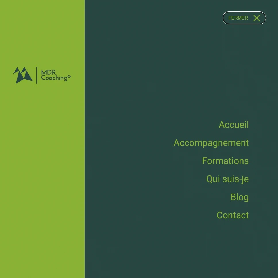 Détail du menu du site MDR Coaching réalisé par l'agence Kyoru